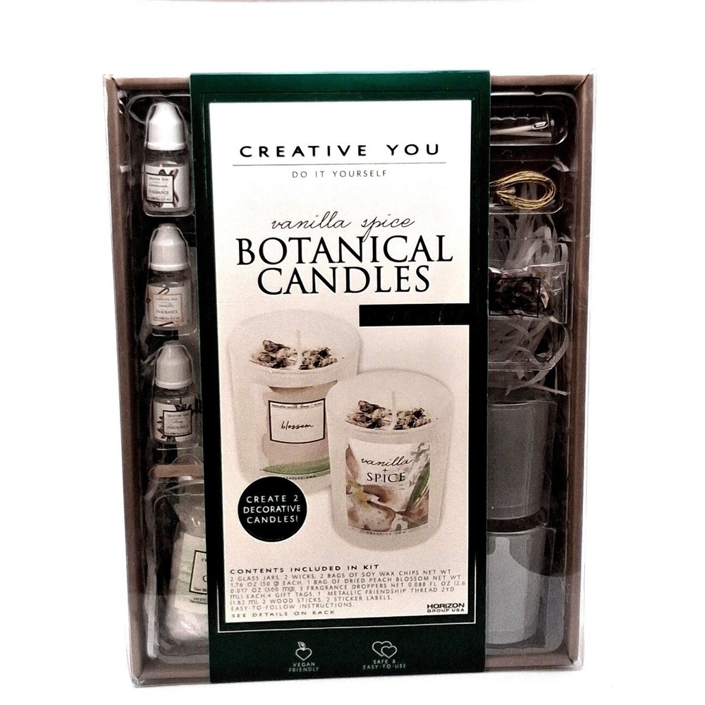 Creative You Botanical Candle Kit Unisex OS Green New Vanilla Spice DIY Set
